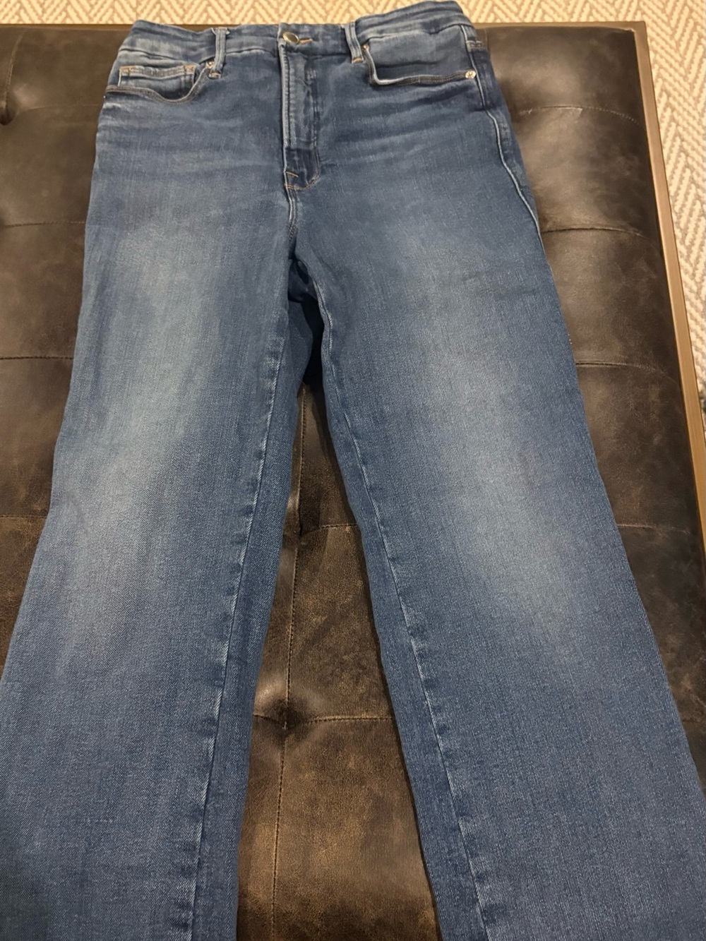 Good American Blue Straight Leg Jeans